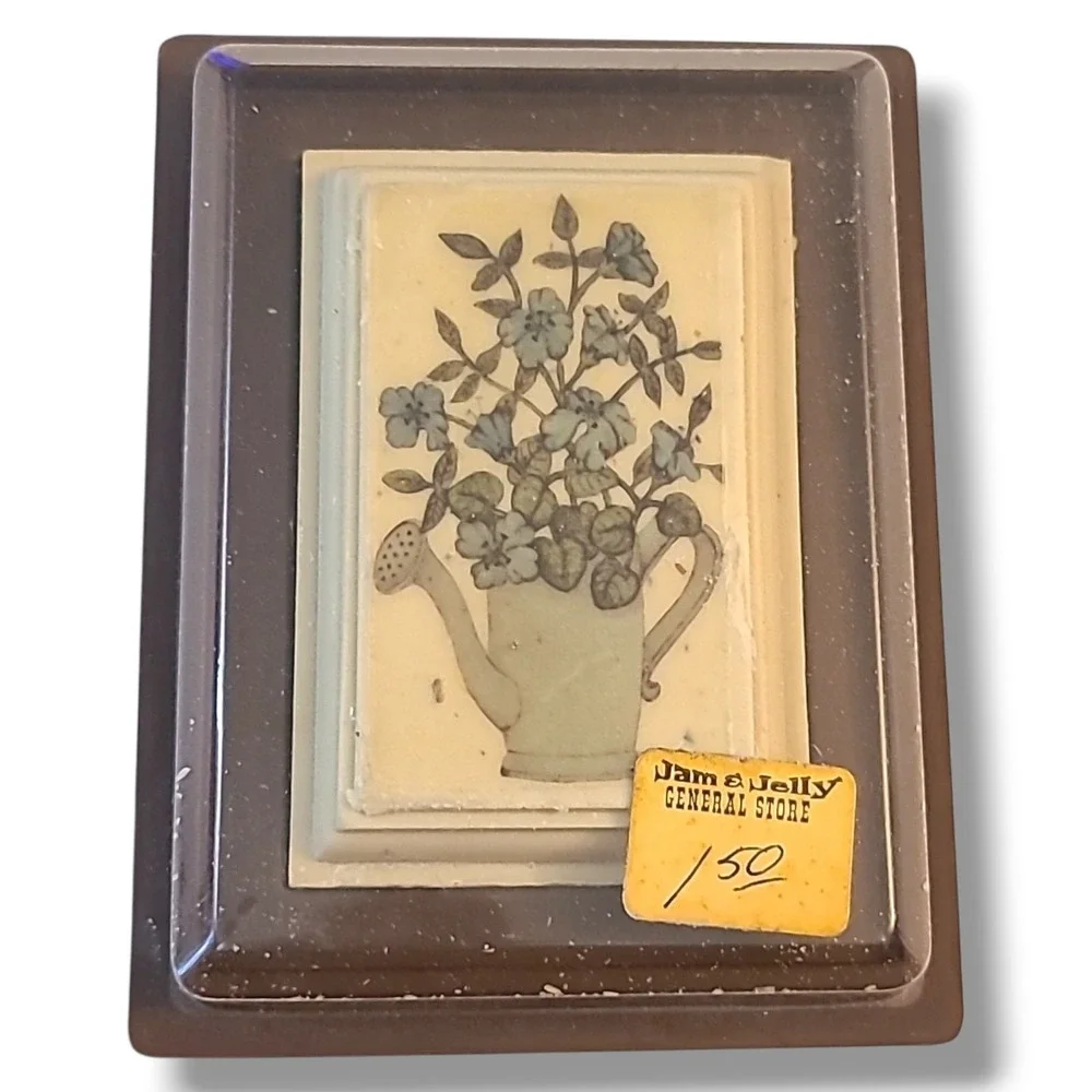 Vintage 1975‎ Village Soap Gallery NOS Bar Soap Watering Can Floral Frame Decor